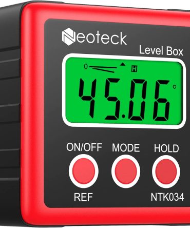 Digitale Hoekmeter rood – Precisie Hellingmeter - Compacte Waterdichte Waterpas – Inclinometer met LCD scherm & Hoesje –met 4 eenheden
